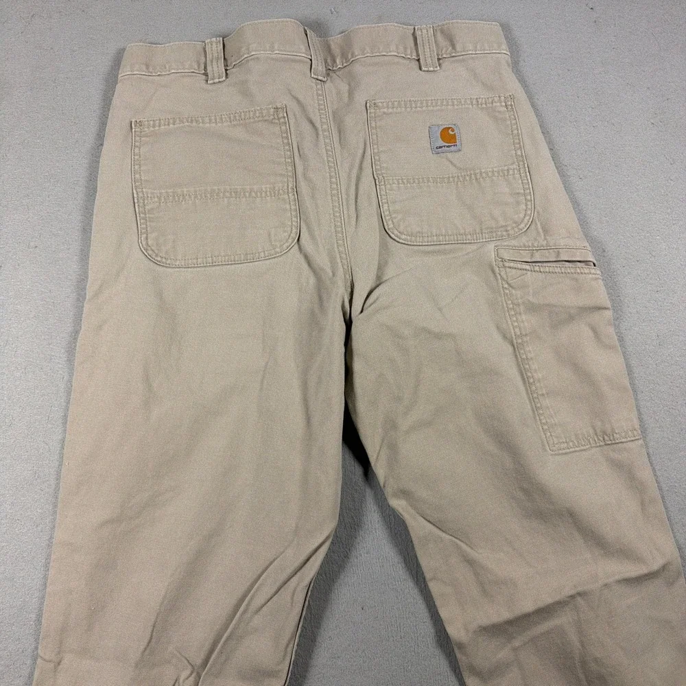 Carhartt Carpenter Pants Men 35x32 Relaxed Fit Tan Beige Canvas‎ Cotton Workwear